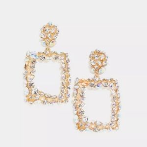Rhinestone door knocker earrings